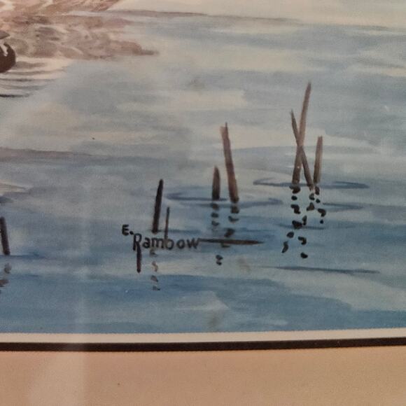 Vintage E. Rambow Duck Print Mallards Framed Wildlife Art 10x12 Rustic Frame - Picture 3 of 6